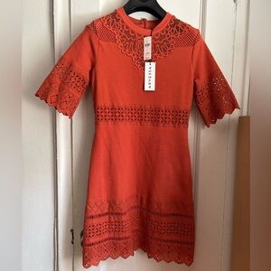 Anthropologie Terracotta Lace Midi Dress Size S